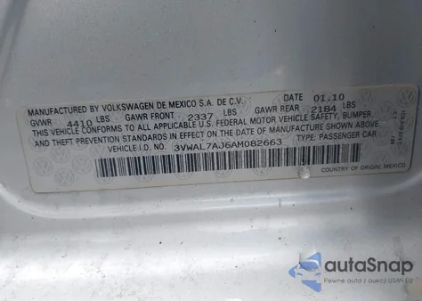 2010 Volkswagen Jetta Tdi from USA, damaged, VIN 3VWAL7AJ6AM082663